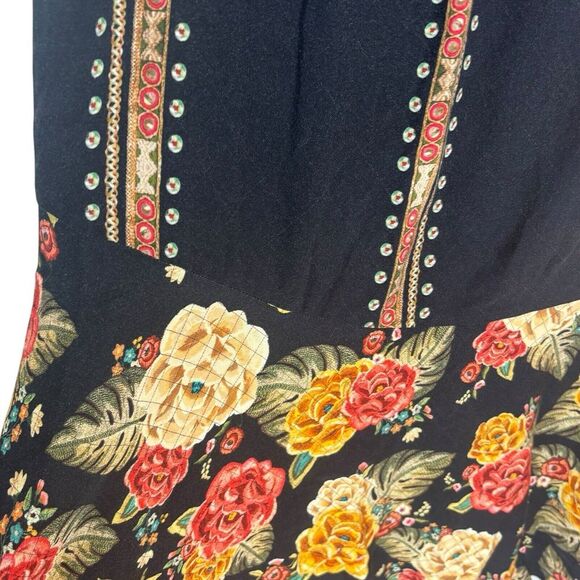 Farm Rio Anthropologie Maxi Skirt Y2K Boho Art Floral Ruffled Asymmetrical Sz XL - Picture 9 of 13